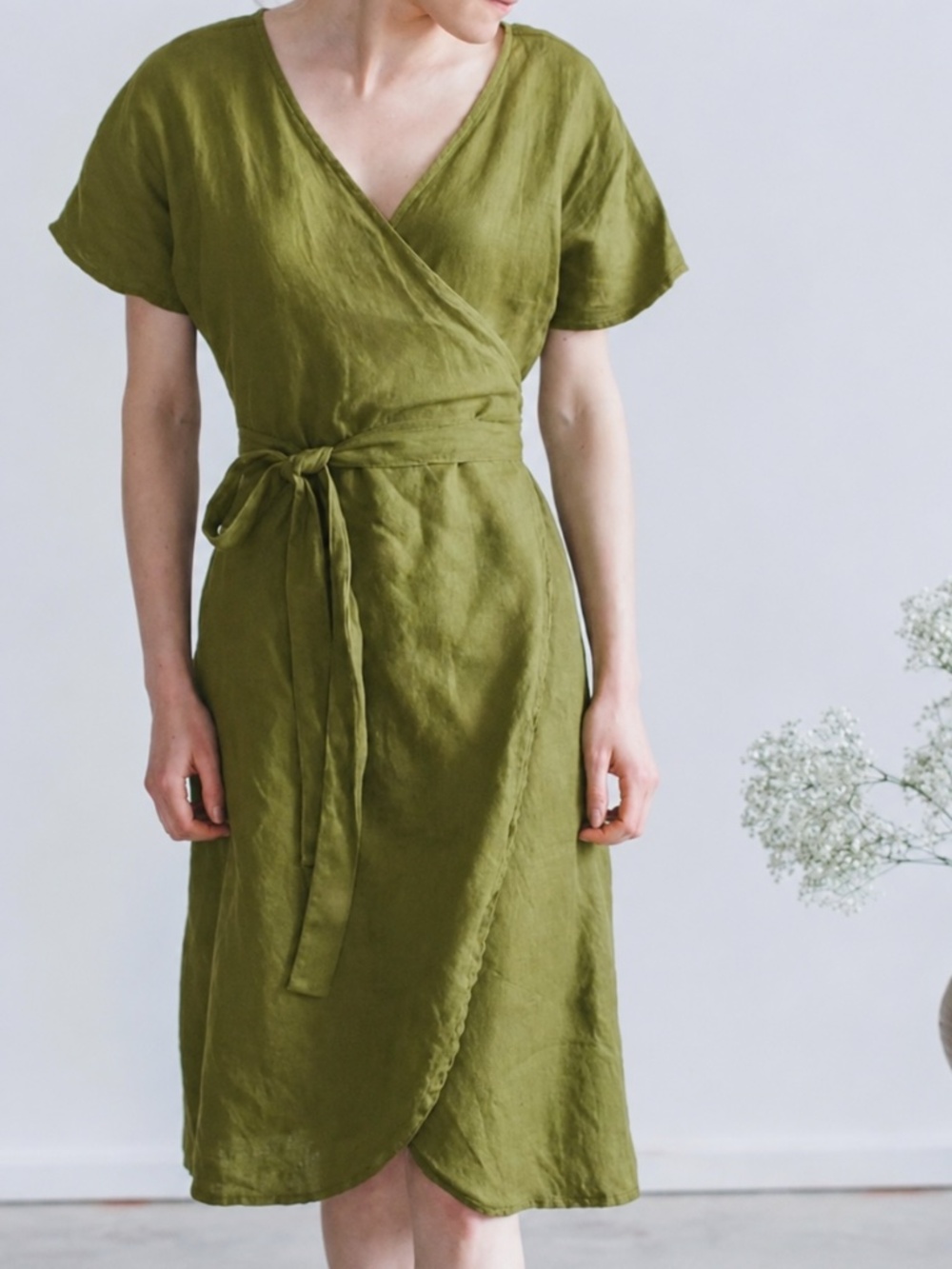 Linenfox moss green sz small dress